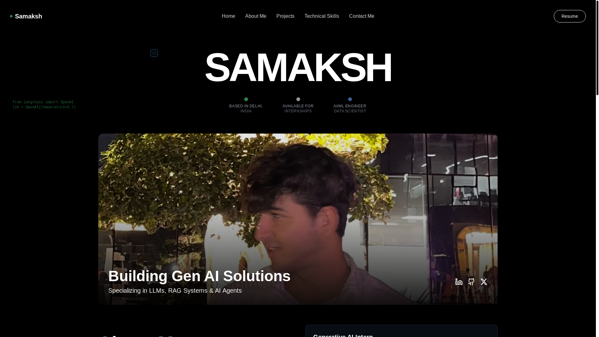 website screenshot of https://samaksh.me/