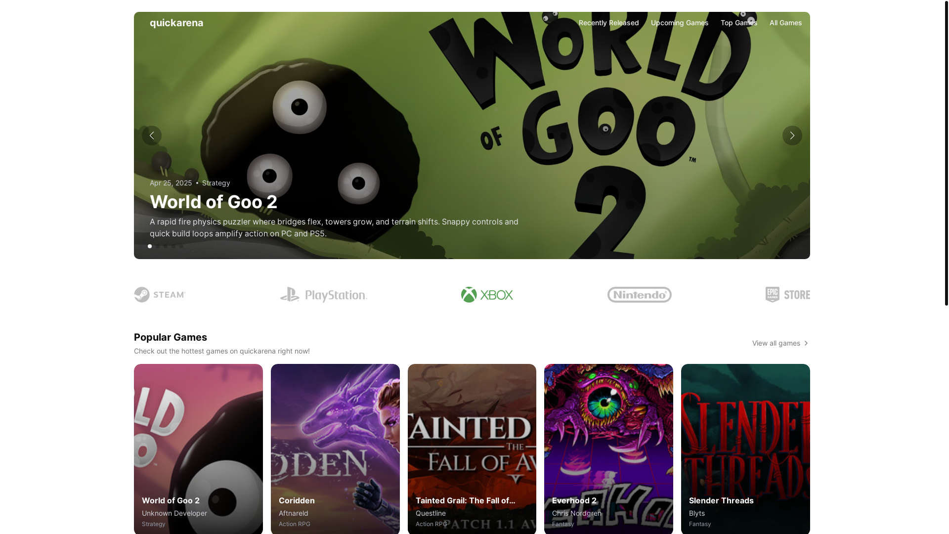 website screenshot of https://quickarena.pages.dev/