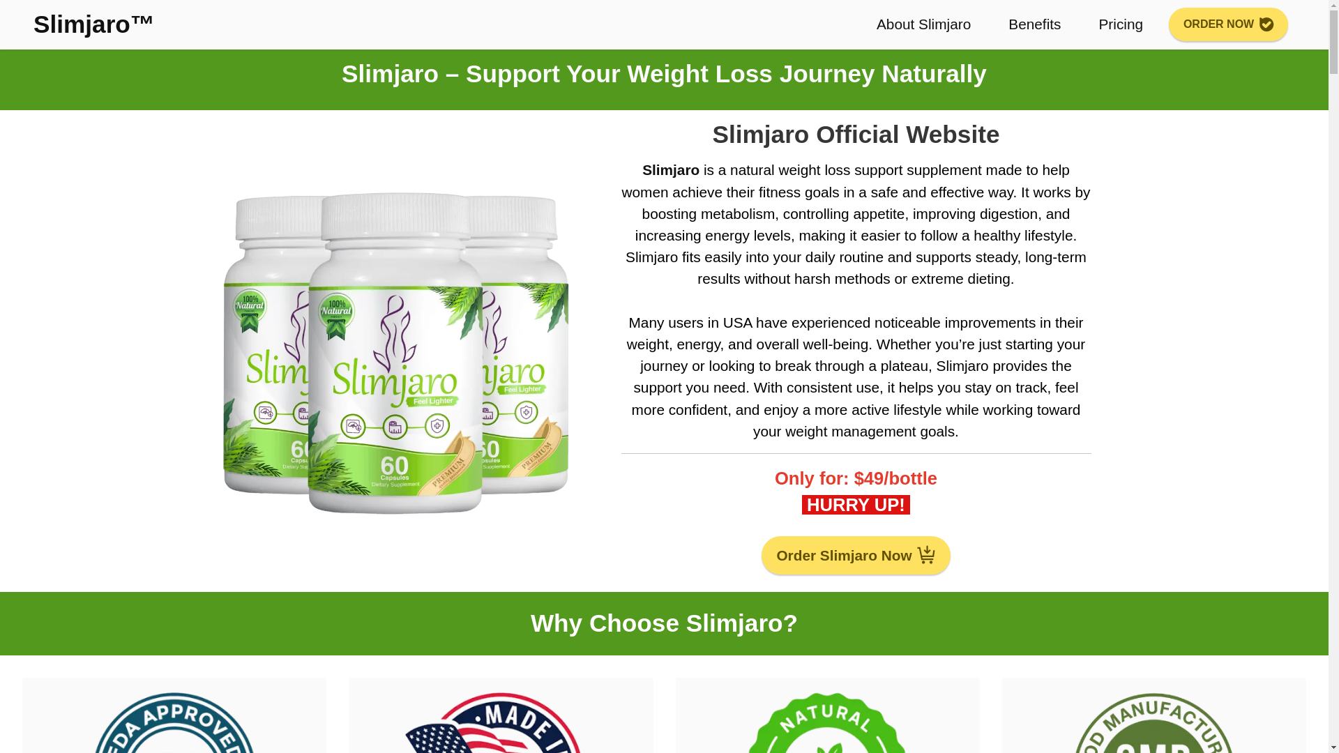 website screenshot of https://slimjaro-usa.us/