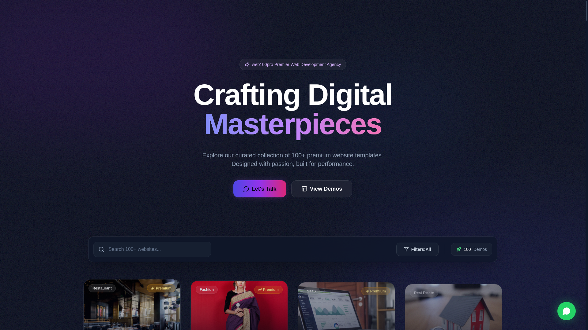 website screenshot of https://web100pro.online/