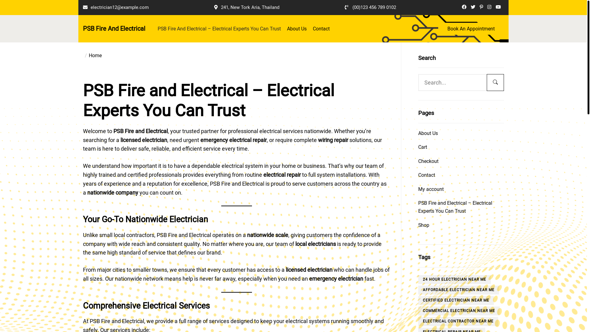 website screenshot of https://psbfireandelectrical.com/
