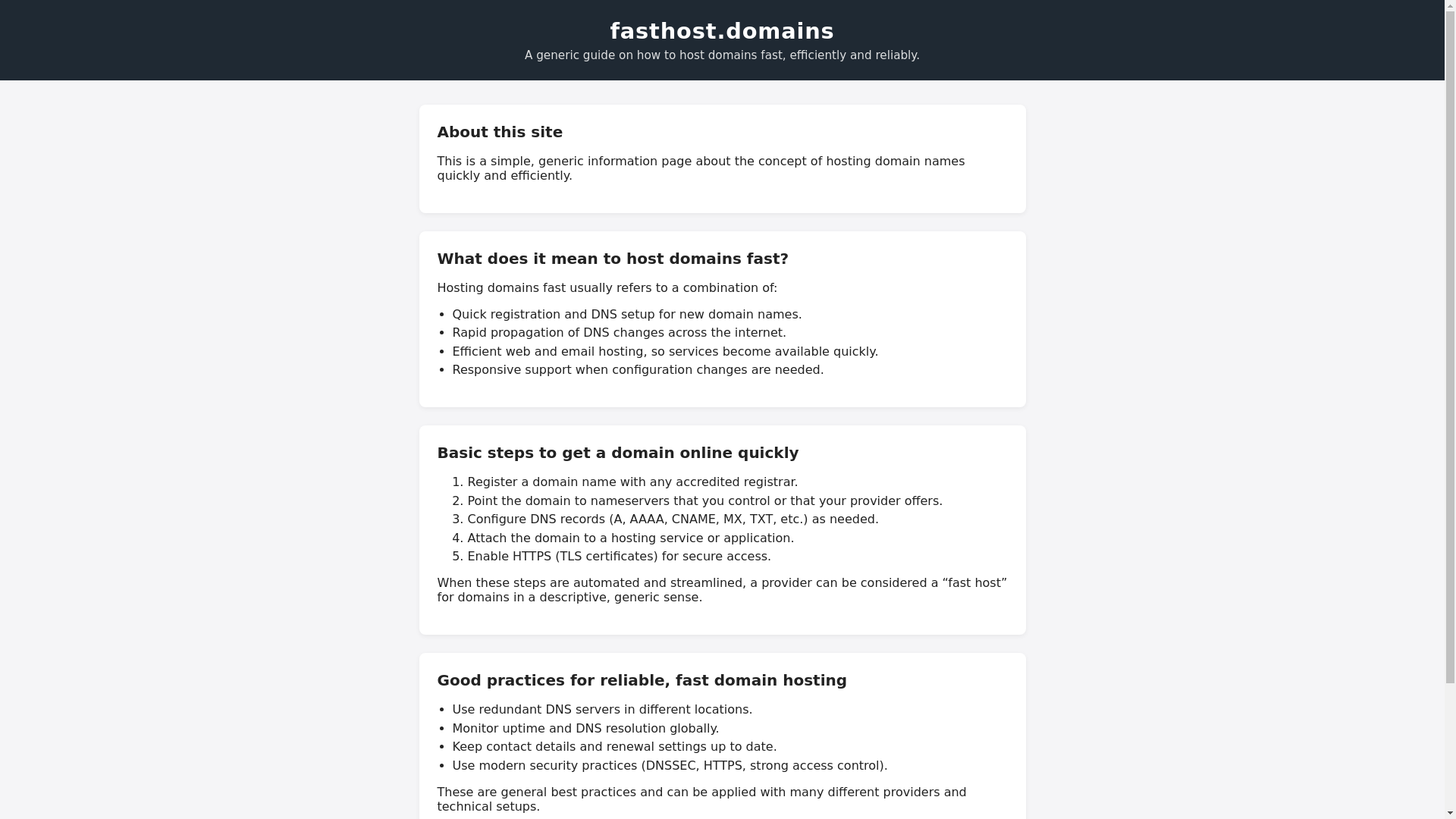 website screenshot of https://fasthost.domains/