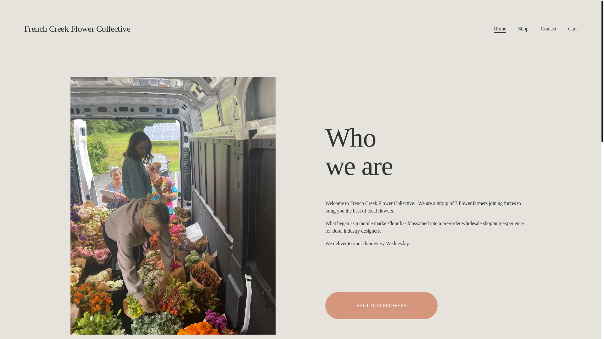 website screenshot of https://frenchcreekflowercollective.com/