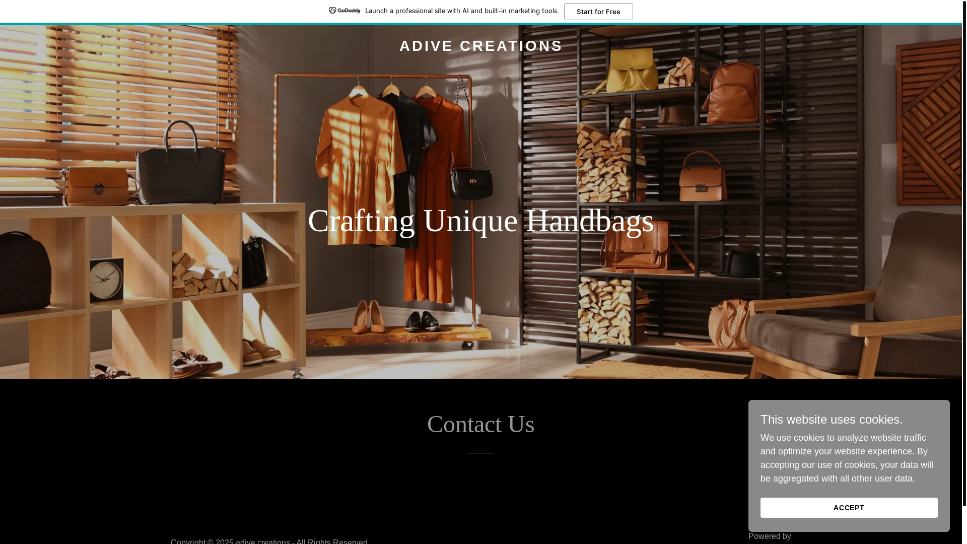 website screenshot of https://adivecreations.in/