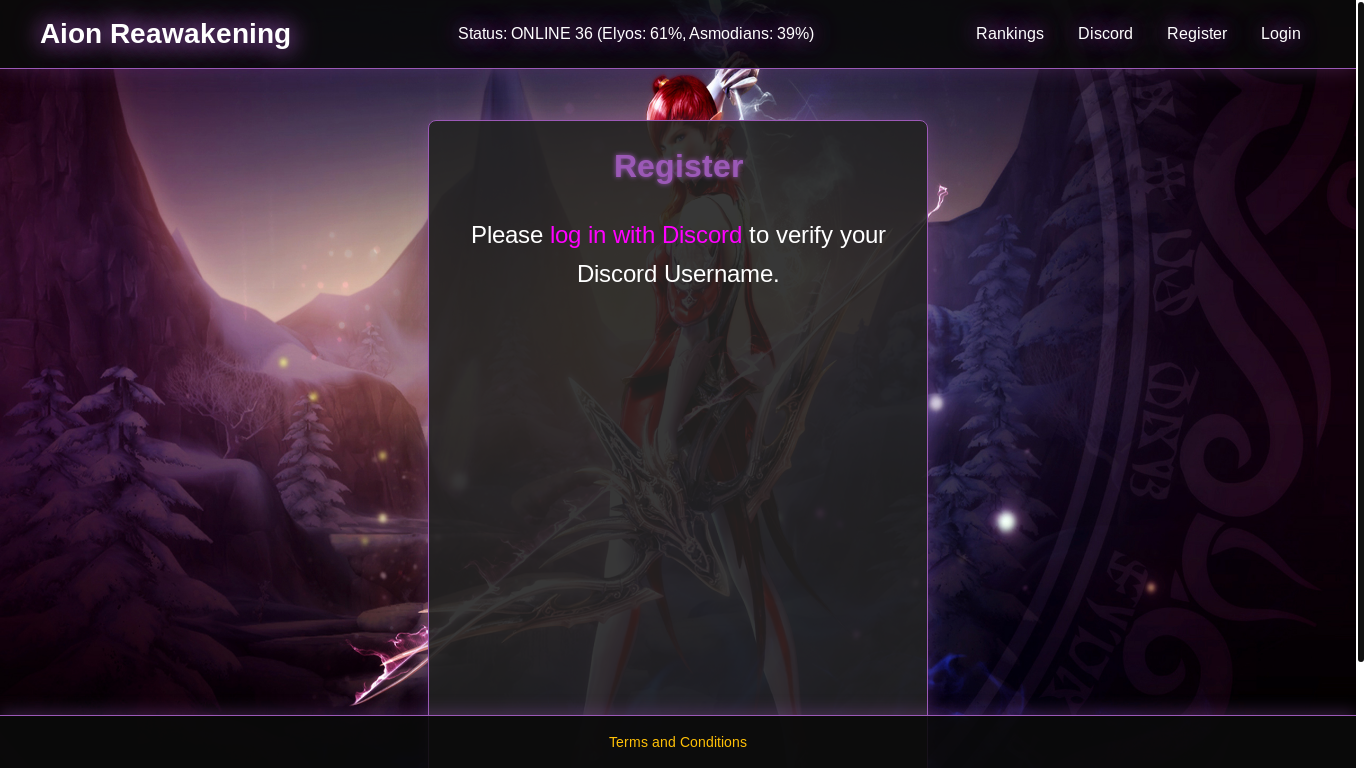 website screenshot of https://aionreawakening.netlify.app/register.html?ref=48299E45