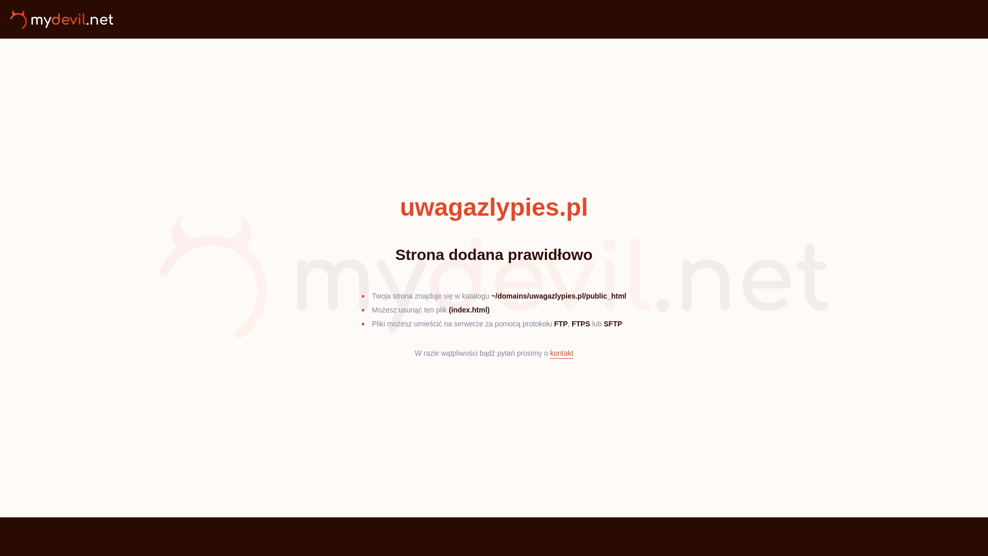 website screenshot of https://uwagazlypies.pl/