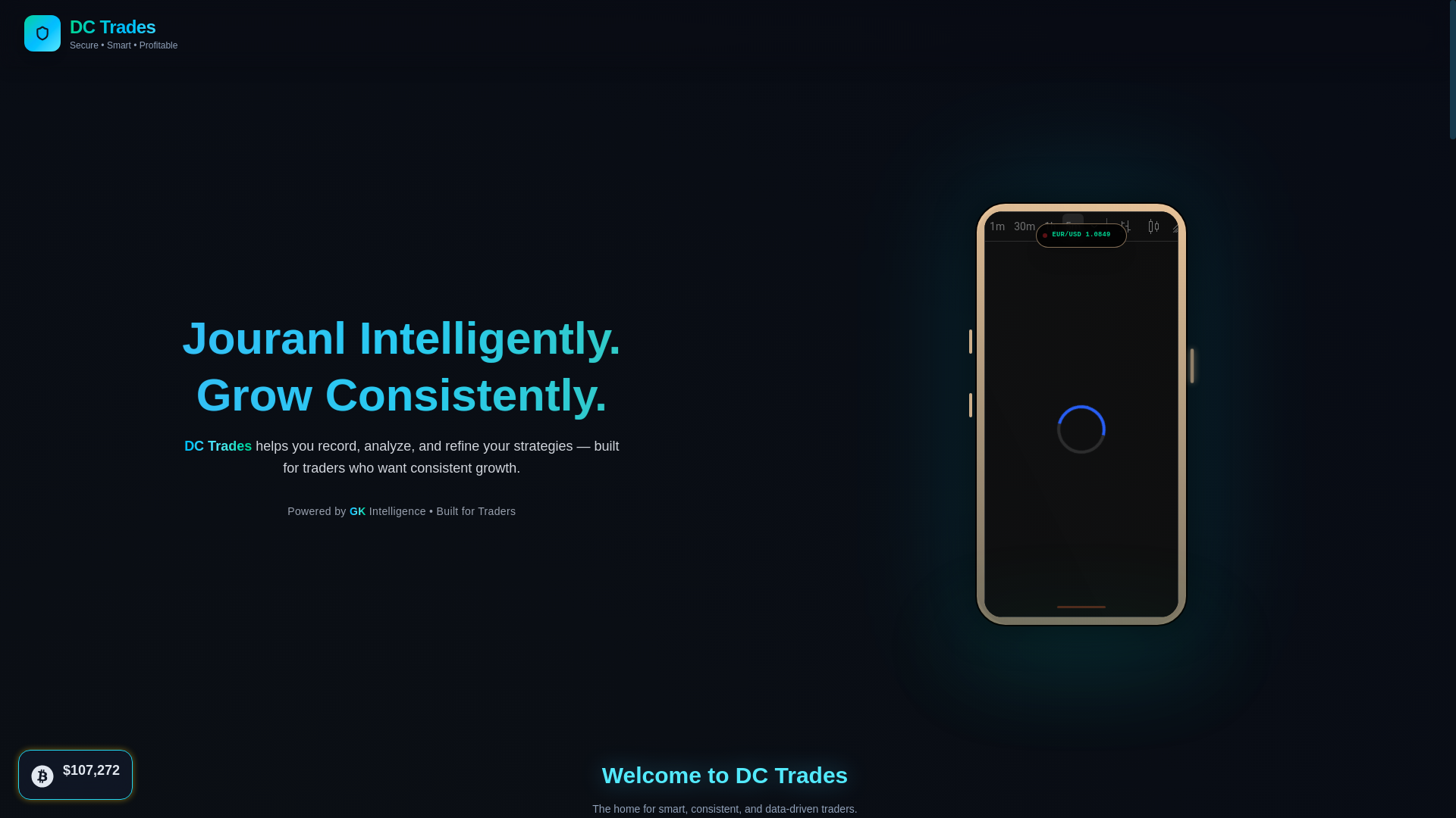 website screenshot of https://dctrades.in/