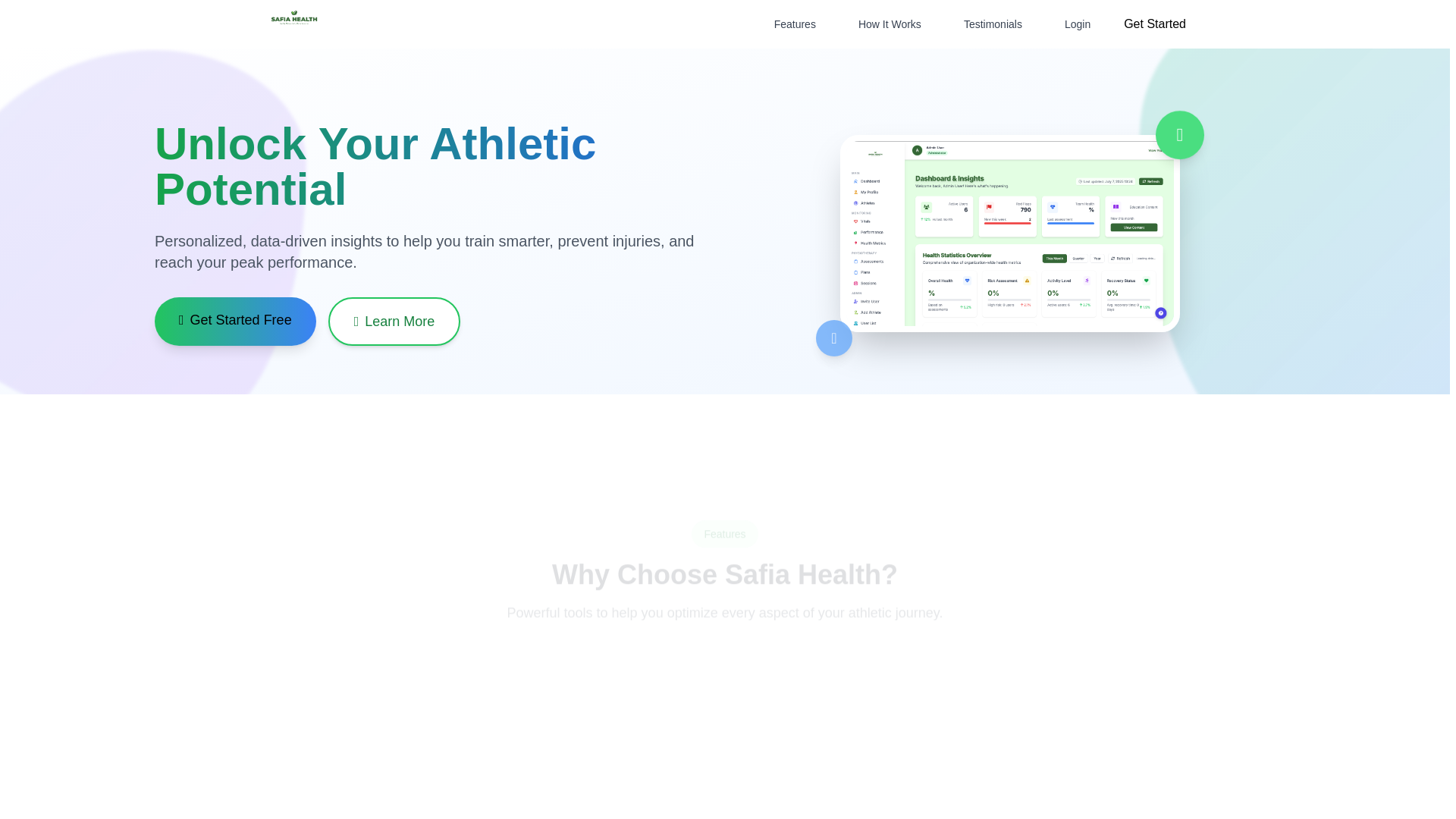 website screenshot of https://platform.safiahealth.com