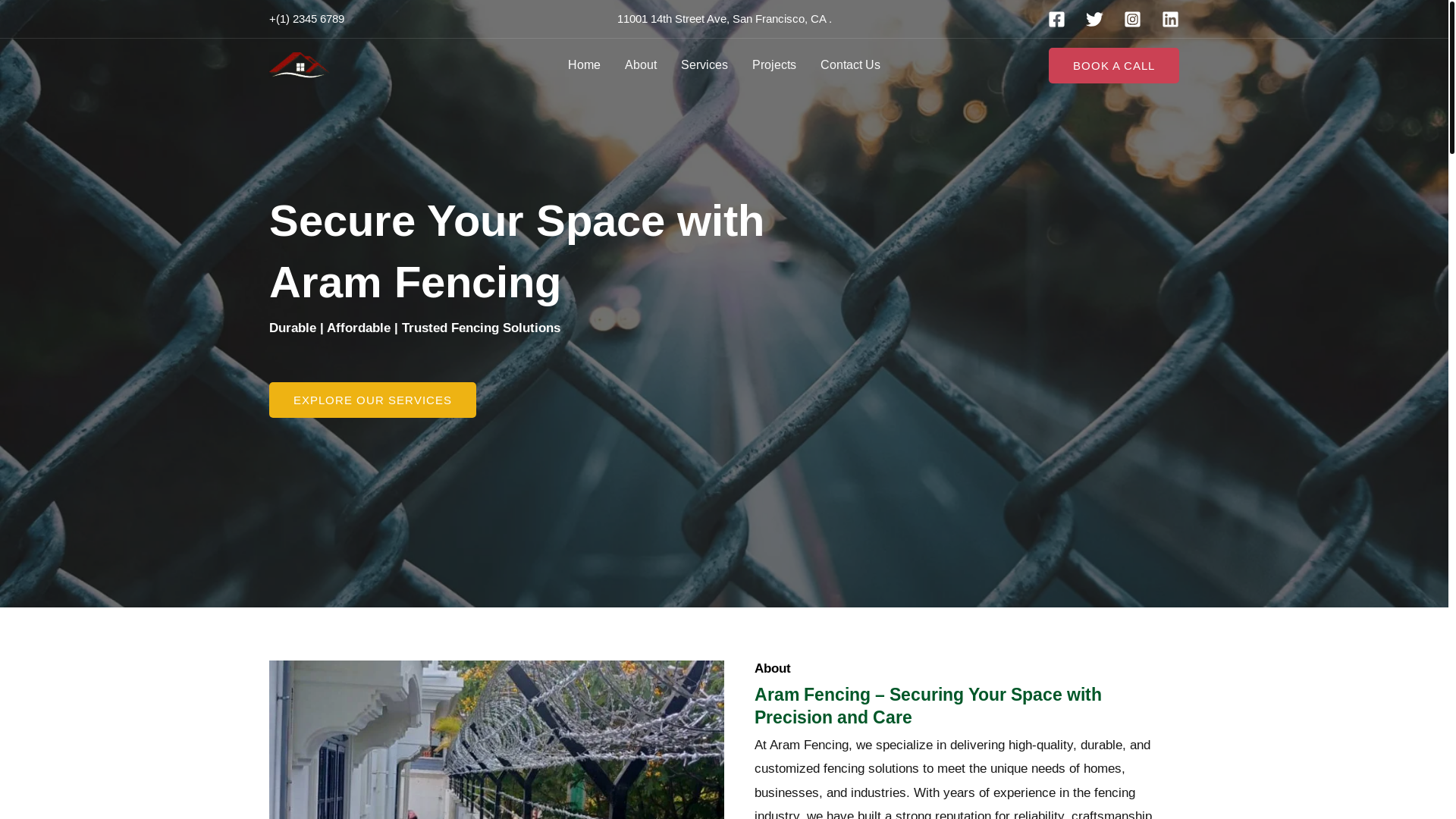 website screenshot of https://aramfencingcontractor.com/