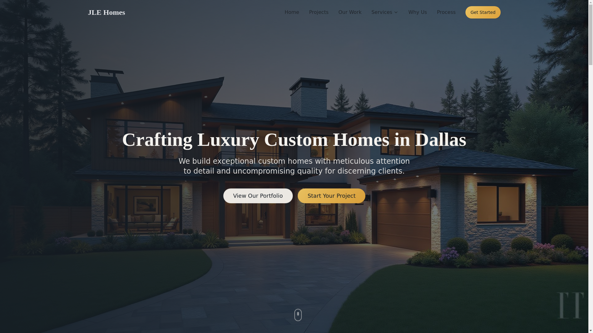 website screenshot of https://jlecustomhomes.com/