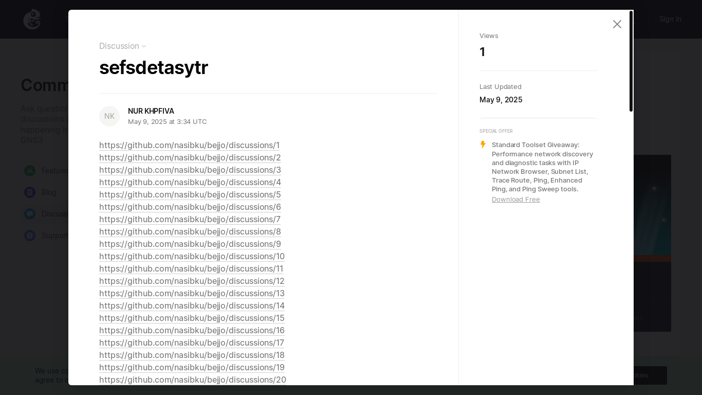 website screenshot of https://gns3.com/community/discussions/sefsdetasytr
