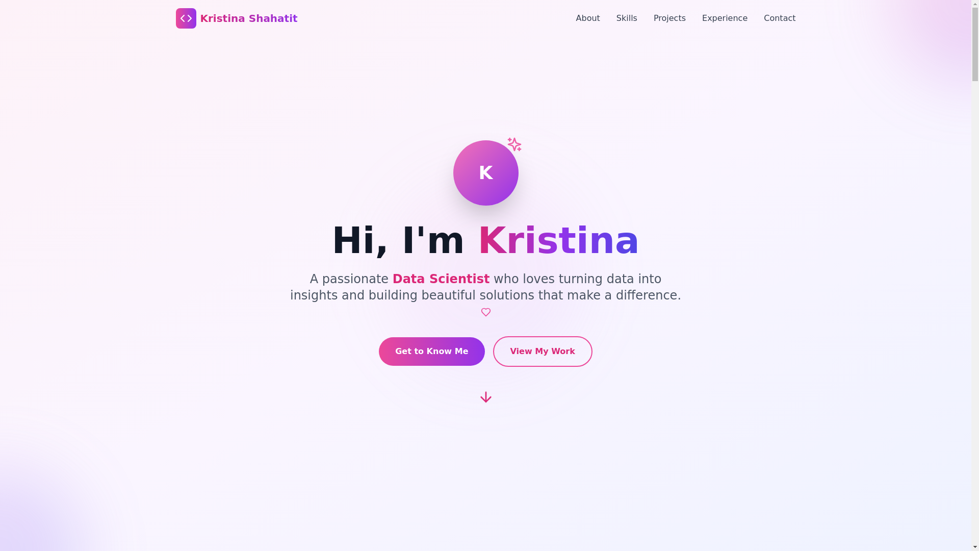 website screenshot of https://kristinashahatit.com/