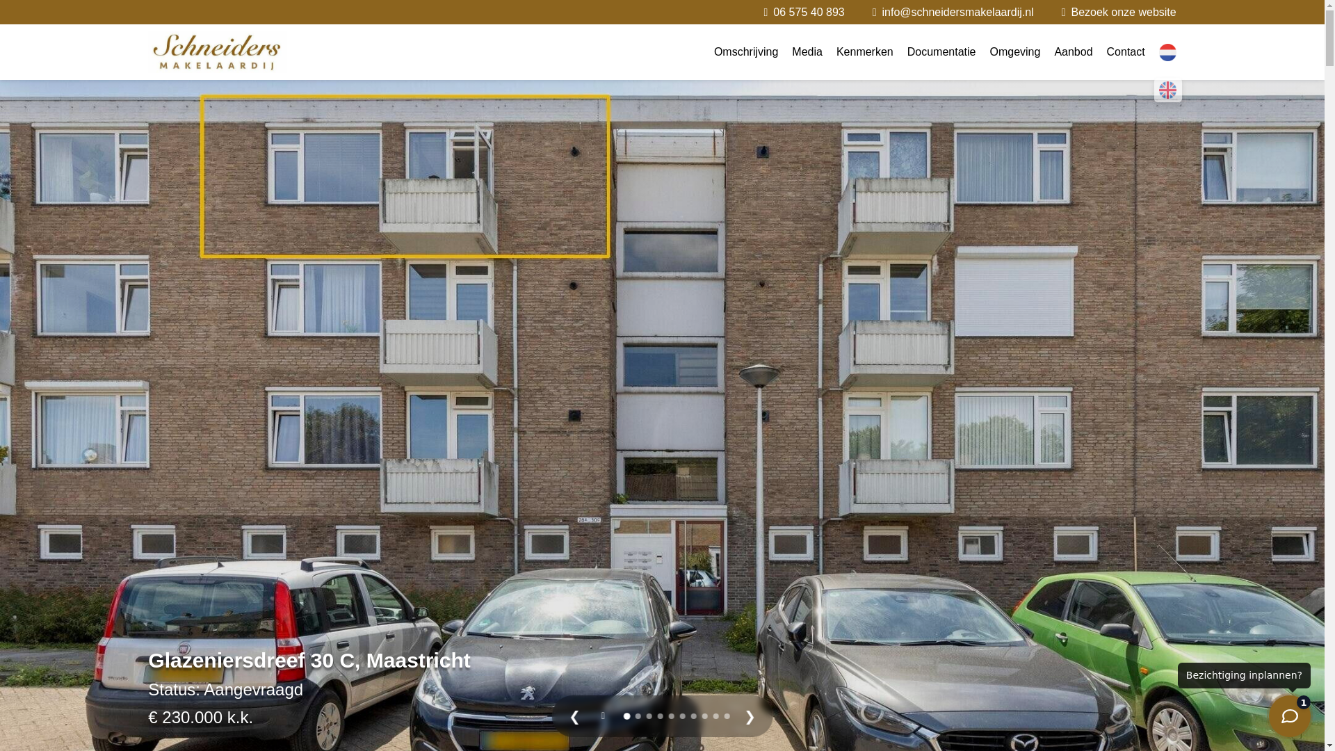 website screenshot of https://glazeniersdreef30c.nl/