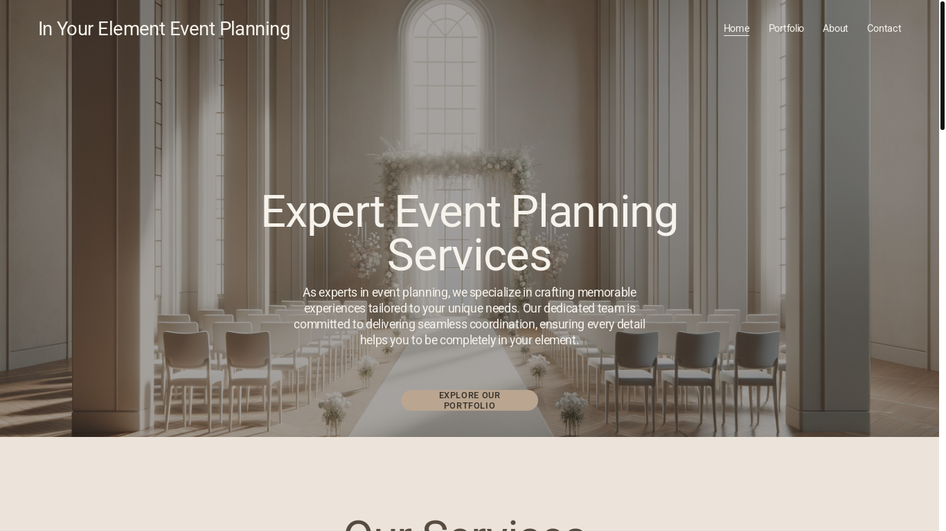 website screenshot of https://inyourelementeventplanning.com/