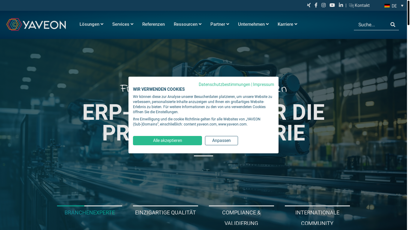 website screenshot of https://www.yaveon.com/de
