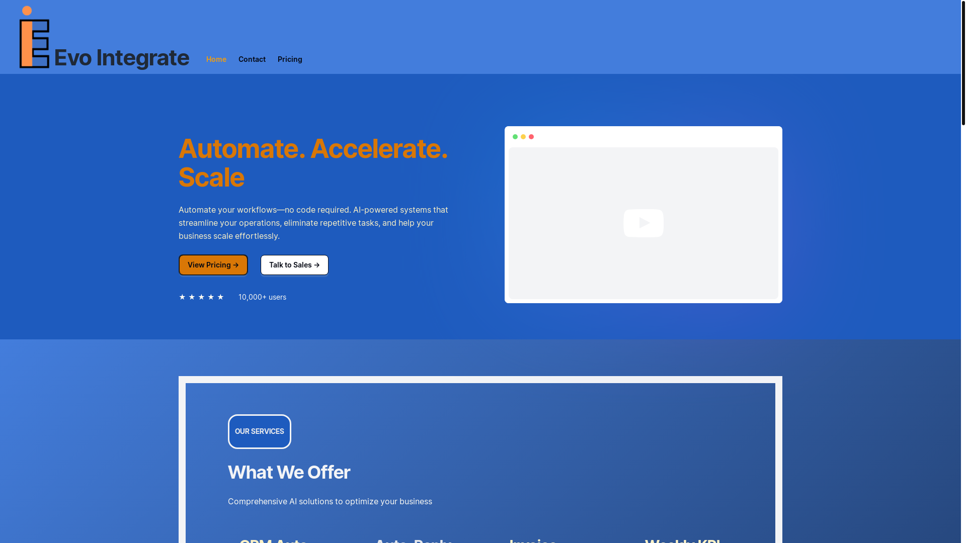 website screenshot of https://evointegrate.com/