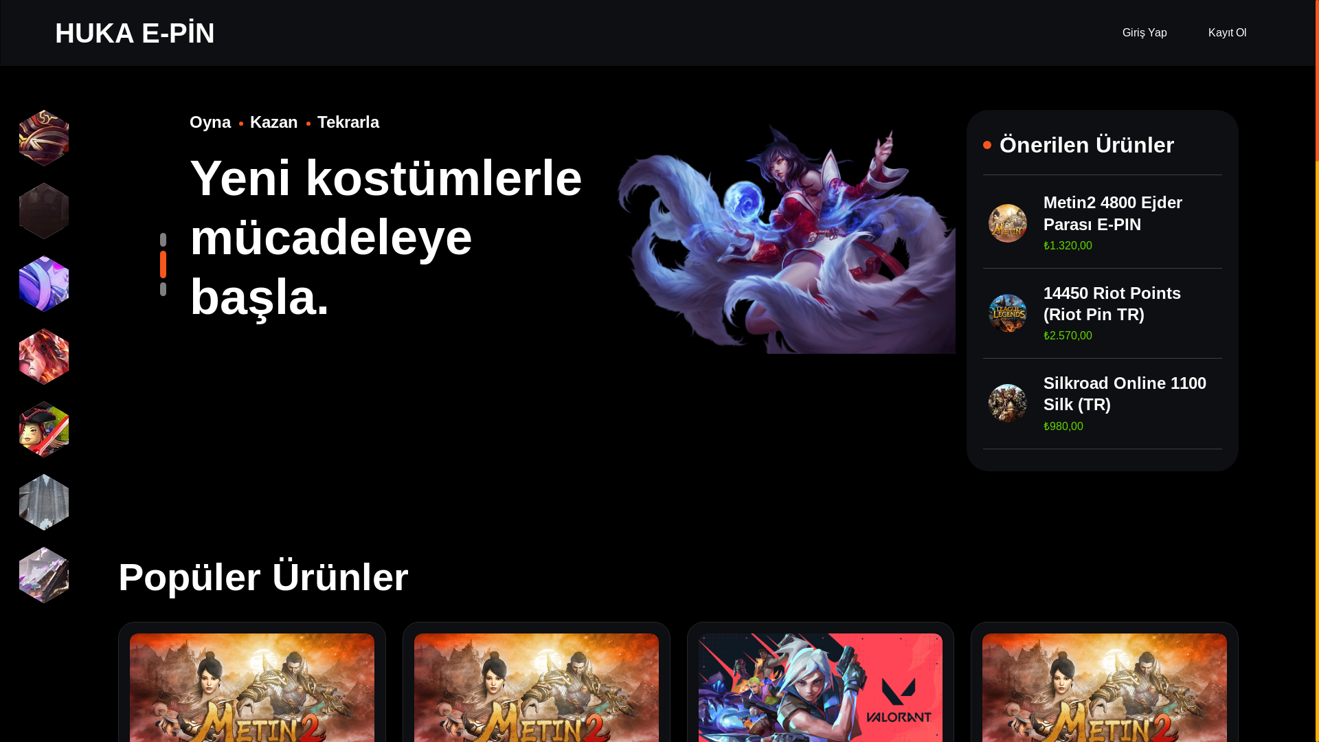 website screenshot of https://huka-epin.com/