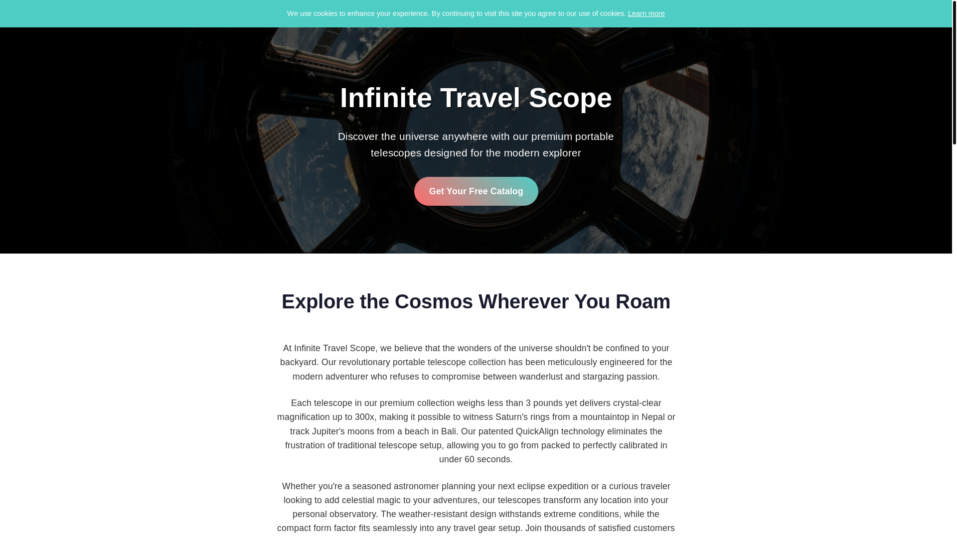 website screenshot of https://infinitetravelscope.xyz/