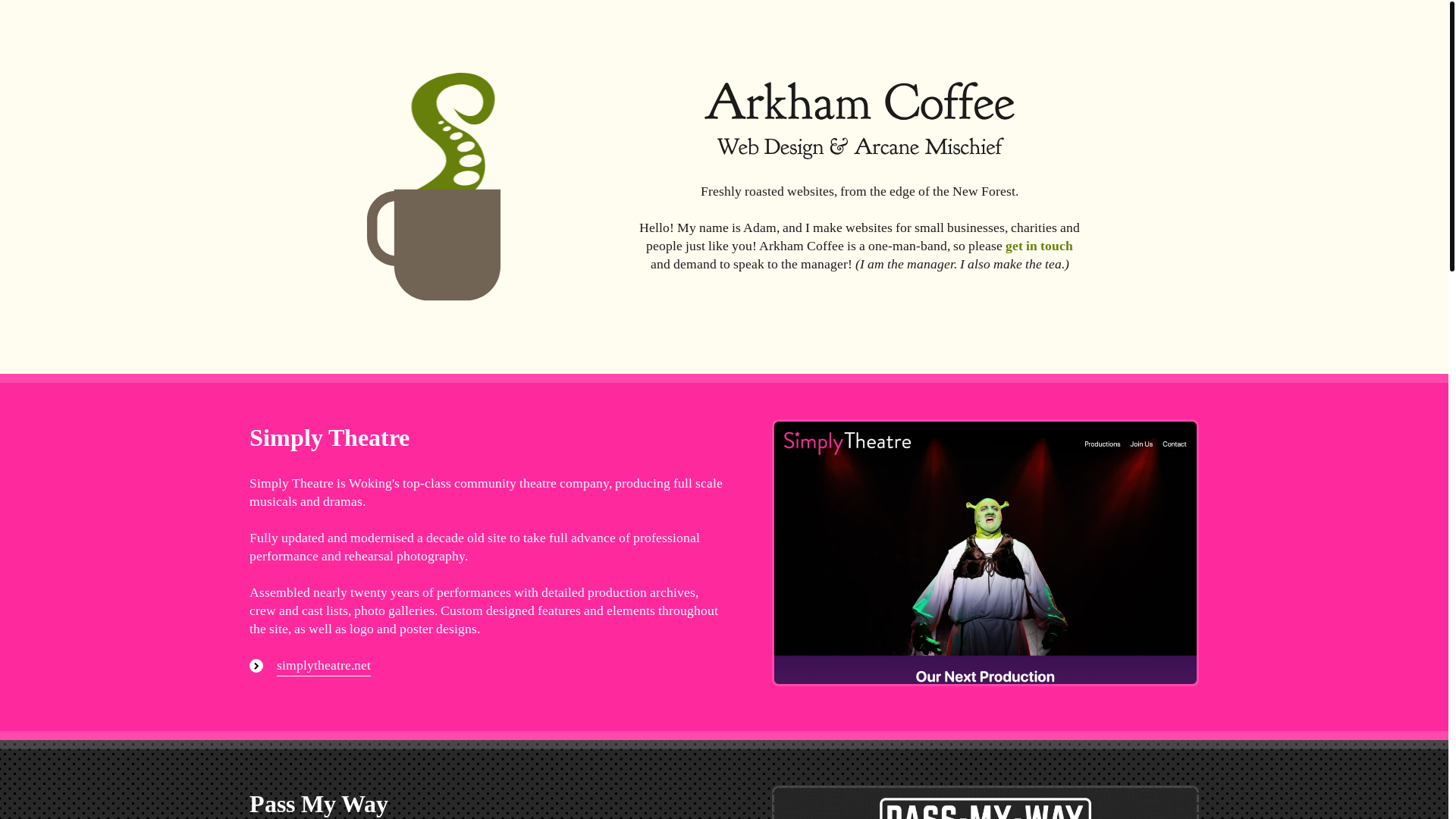 website screenshot of https://arkhamcoffee.pages.dev/