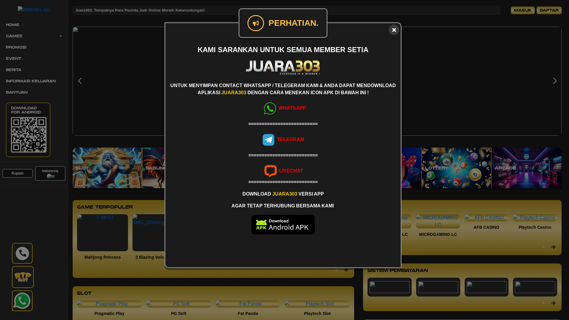 website screenshot of https://juaraemas.asia/
