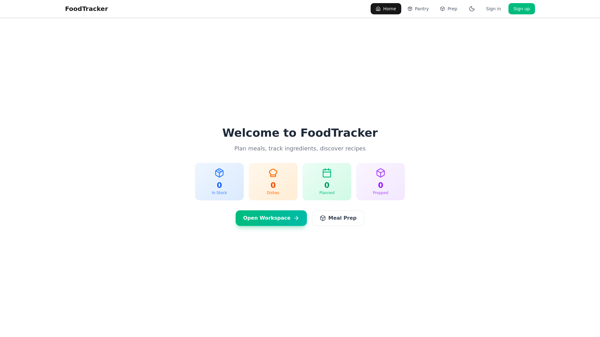 website screenshot of https://food-tracker-stg.pages.dev/