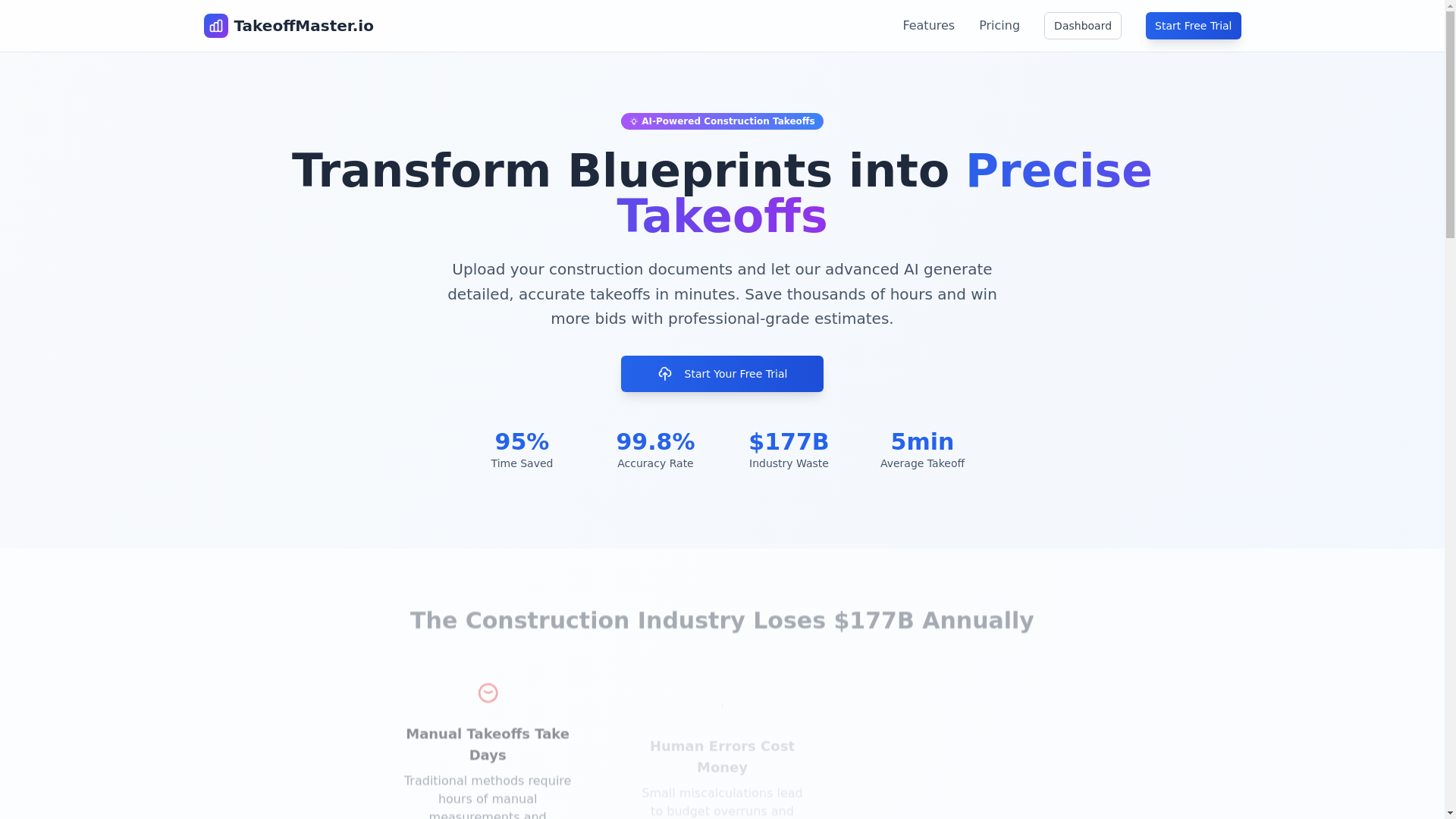 website screenshot of https://takeoffmaster.io/