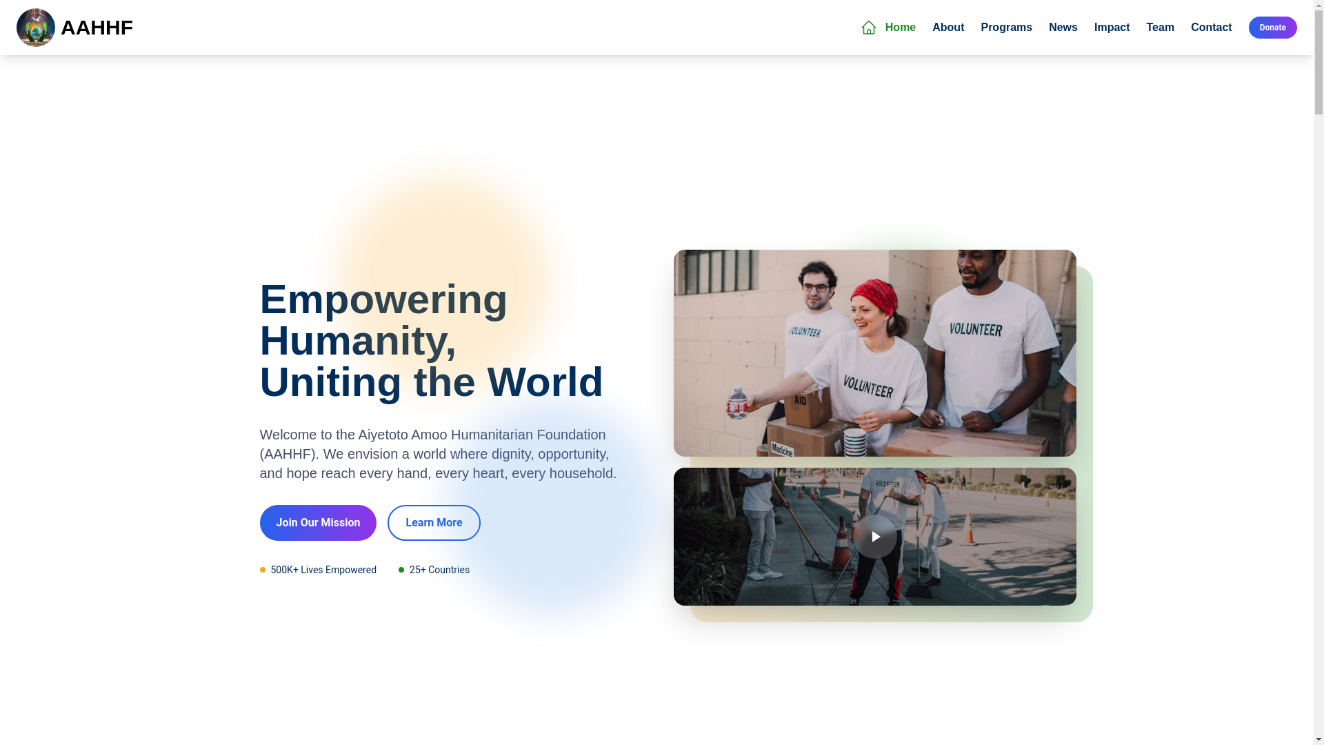 website screenshot of https://aahhf.org/