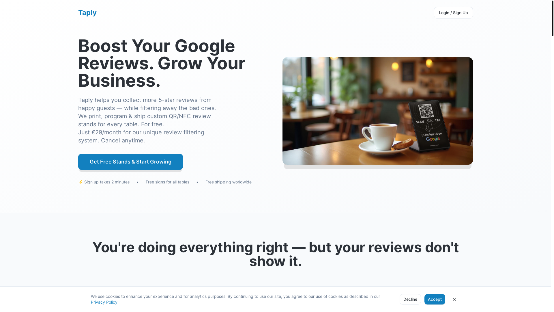 website screenshot of https://taplyfeedback.com/