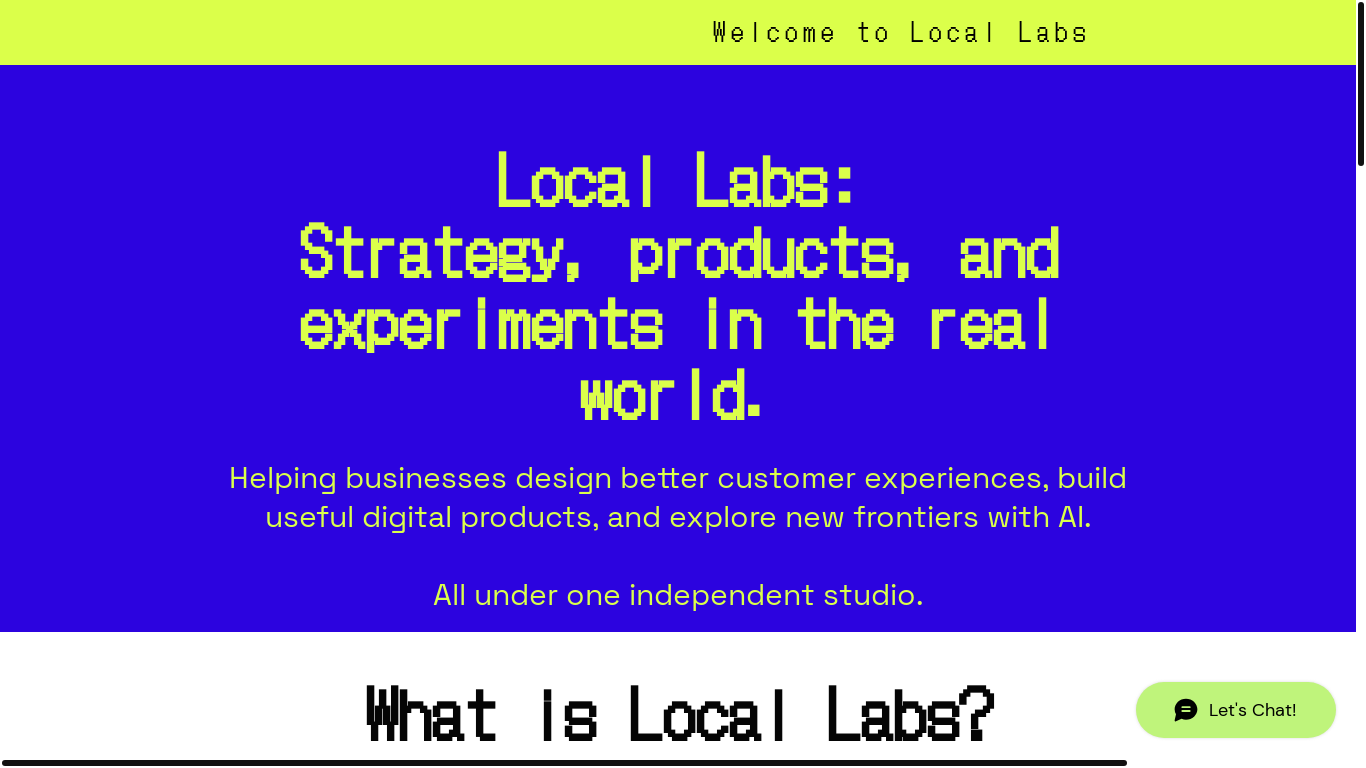 website screenshot of https://locallabs.dev/