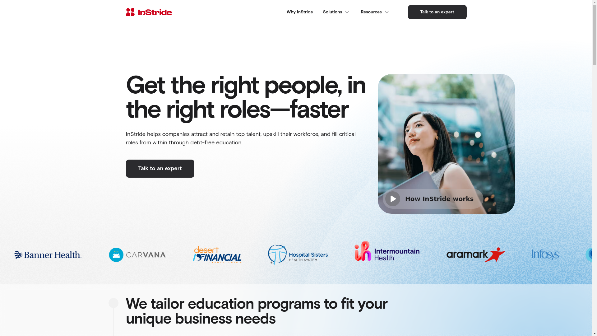 website screenshot of https://instride.com/