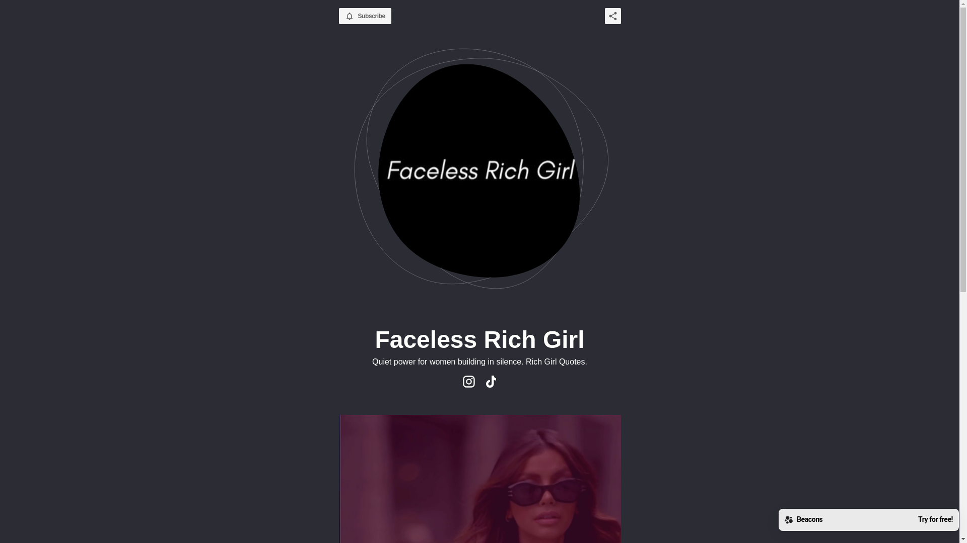 website screenshot of https://facelessrichgirlco.com/
