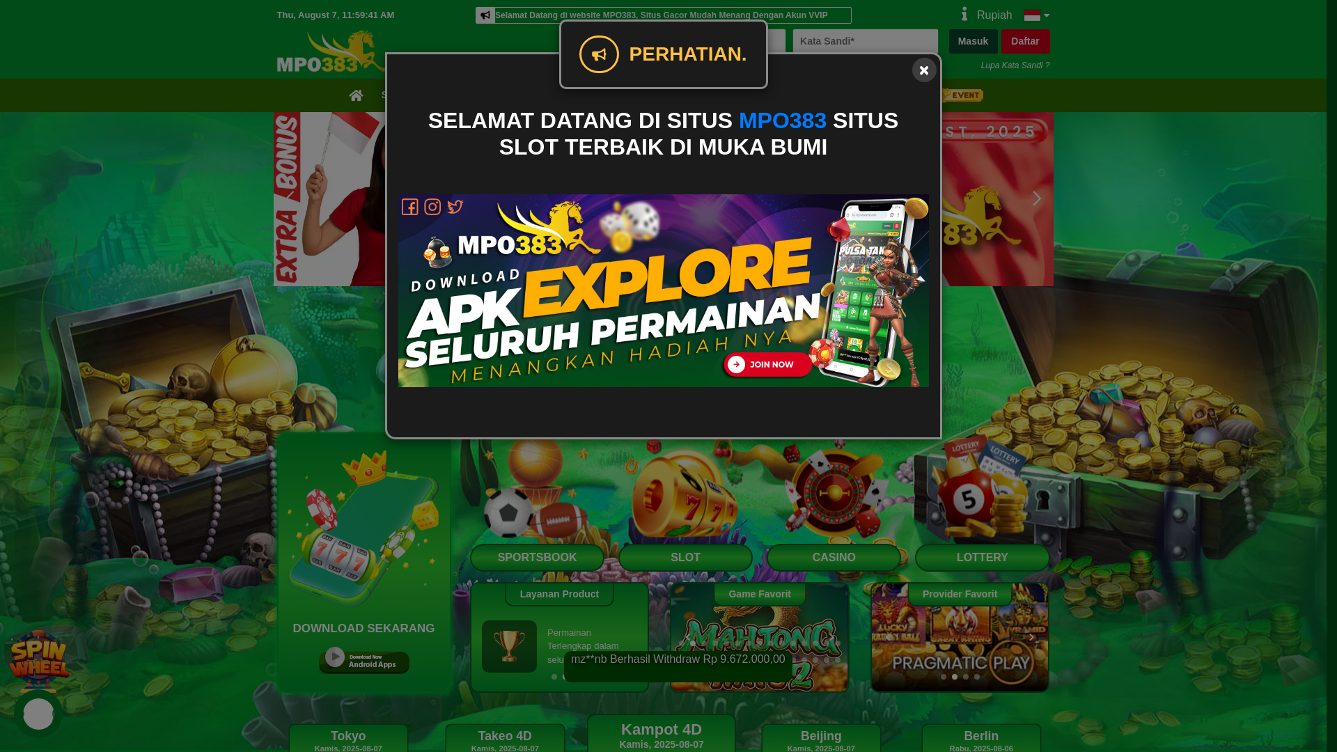 website screenshot of https://mpo383-aaa.com/