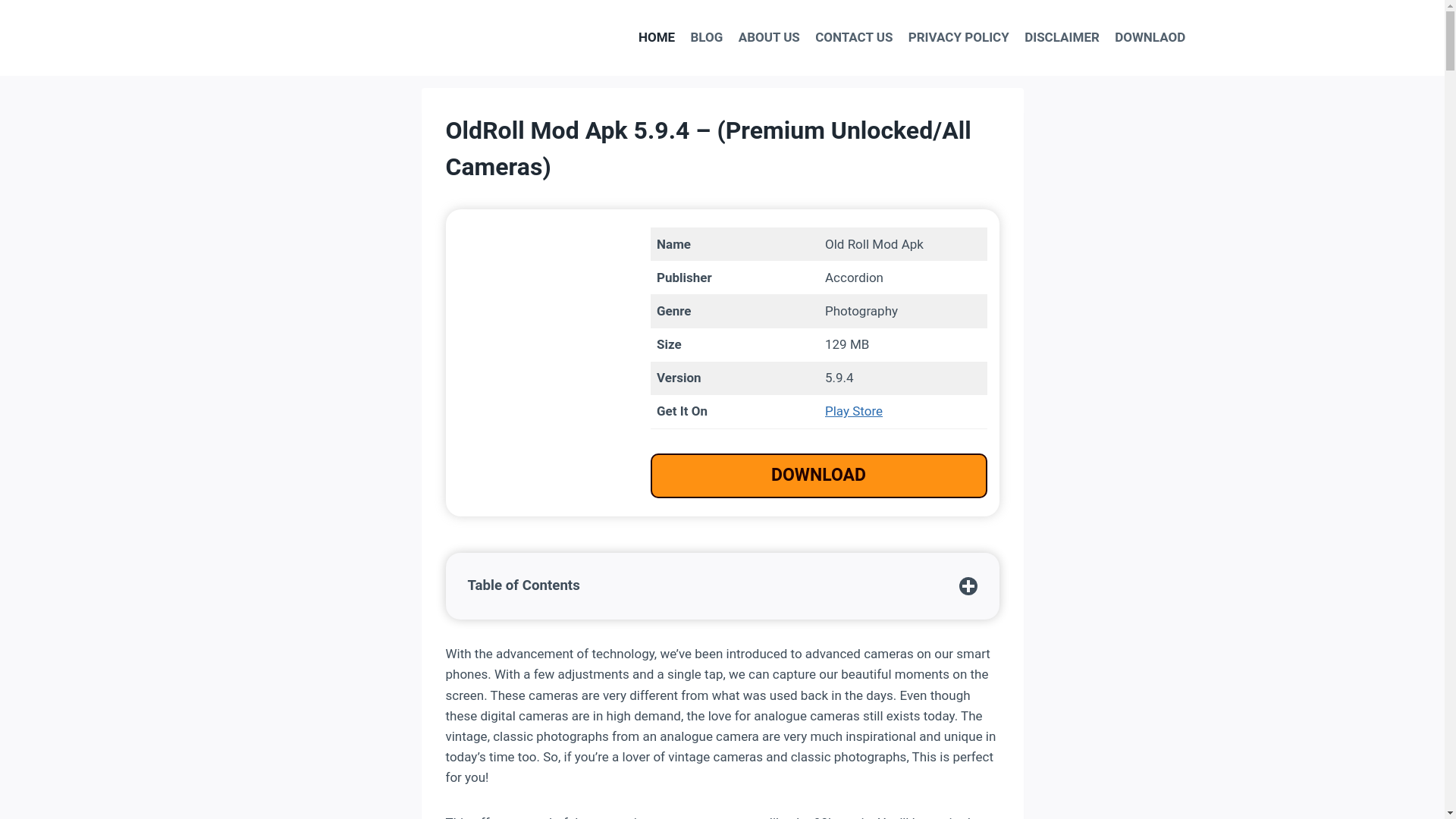website screenshot of https://oldrollapk.com/