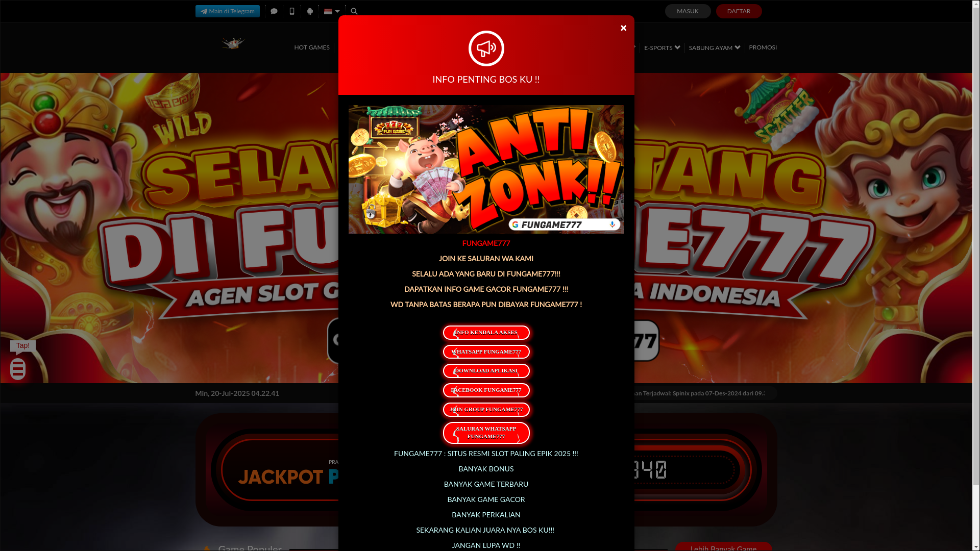 website screenshot of https://bantengfungame777.net/