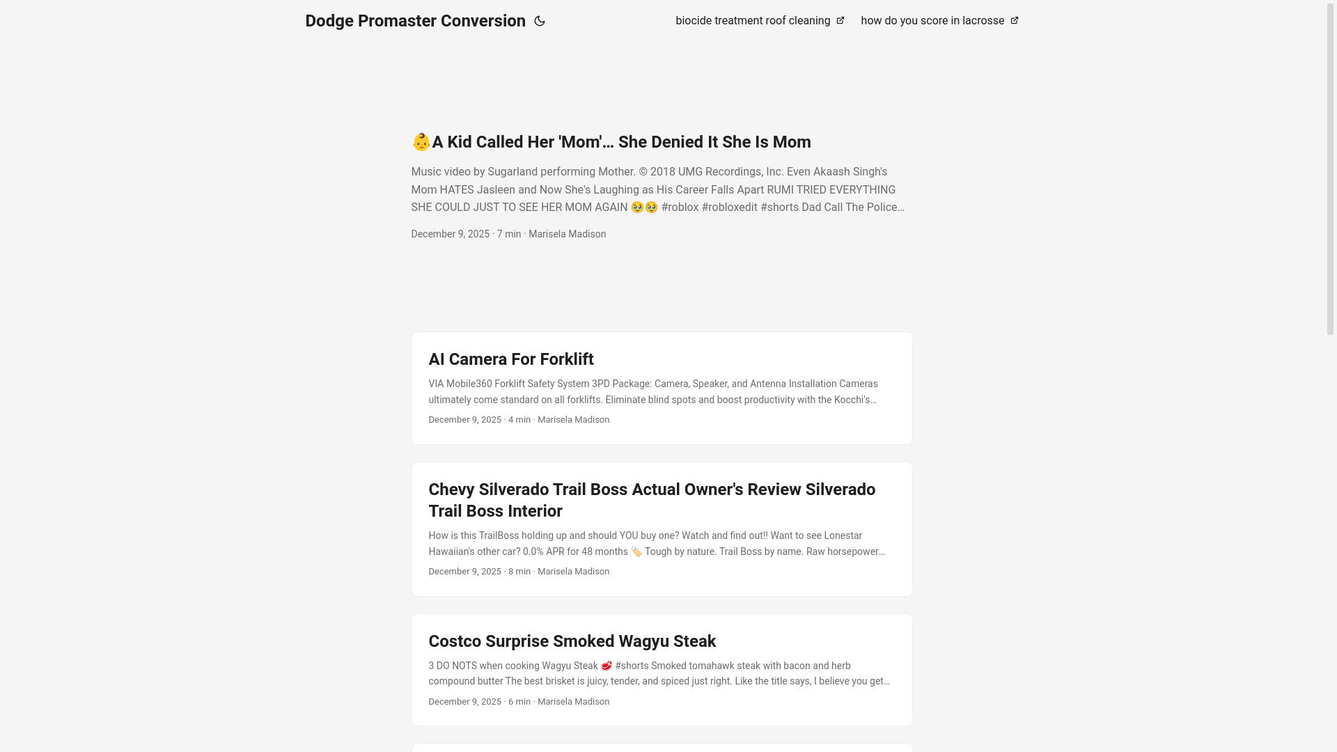 website screenshot of https://dodgepromasterconversion.pages.dev/