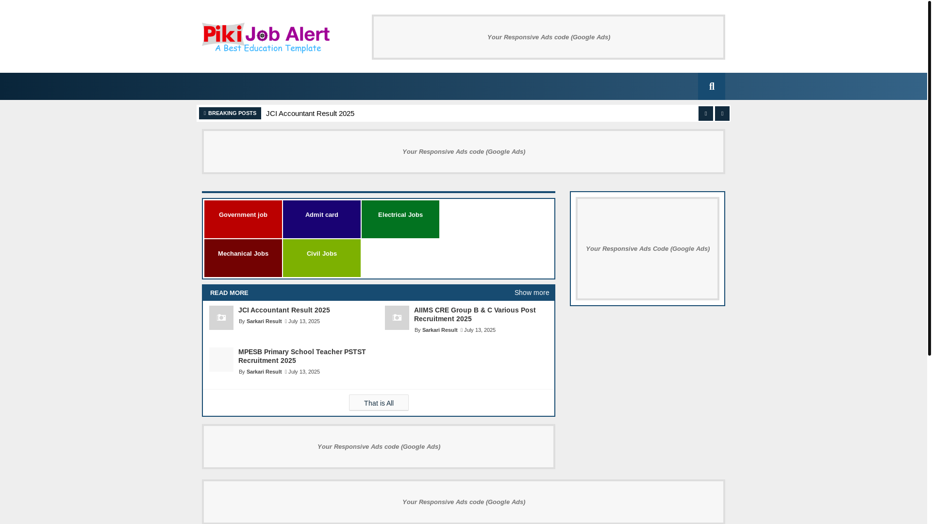 website screenshot of https://sarkariresult.wtf/
