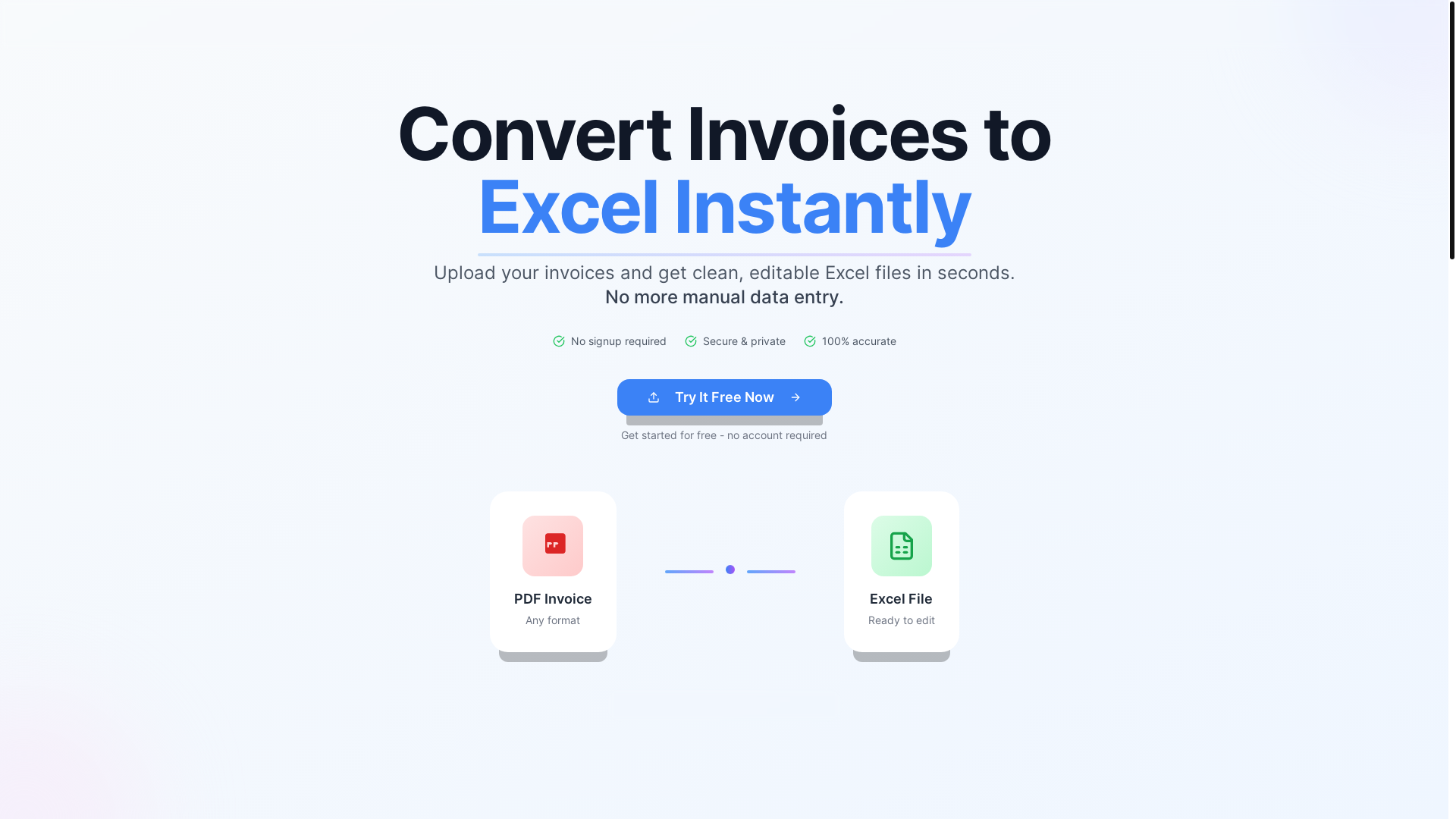website screenshot of https://invoicetoexcel.online/