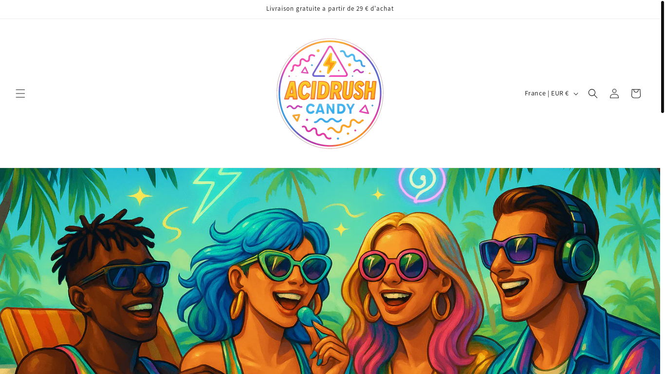 website screenshot of https://acidrushcandy.fr/