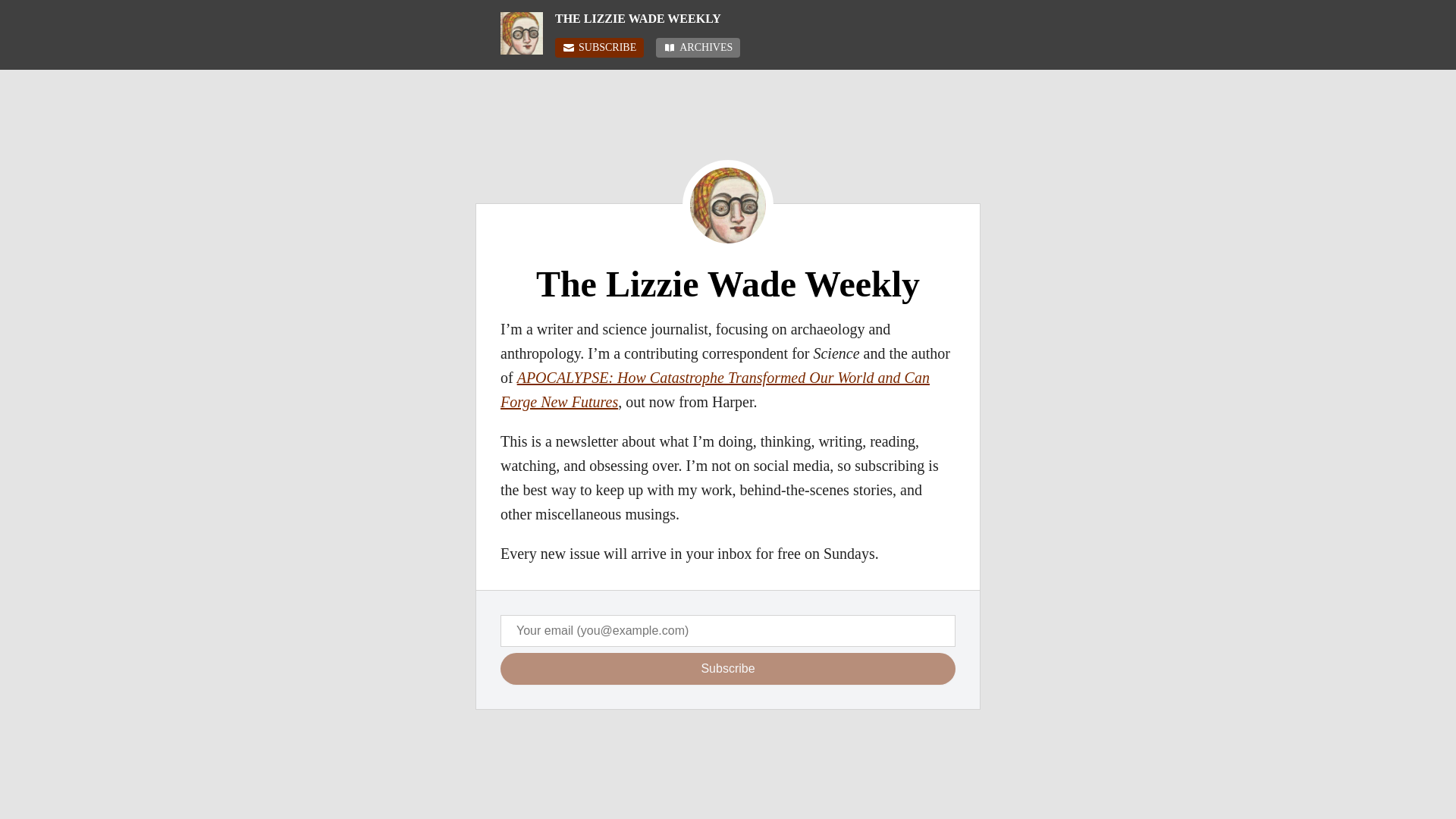 website screenshot of https://theantiquarian.email/