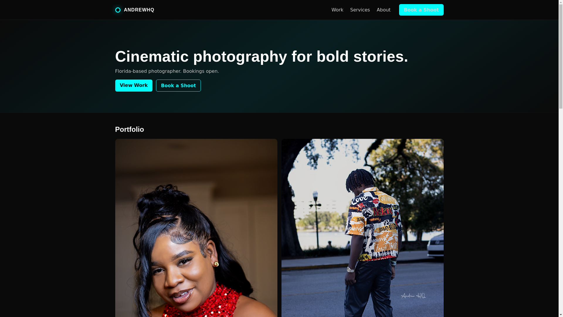 website screenshot of https://andrewhq.photography/