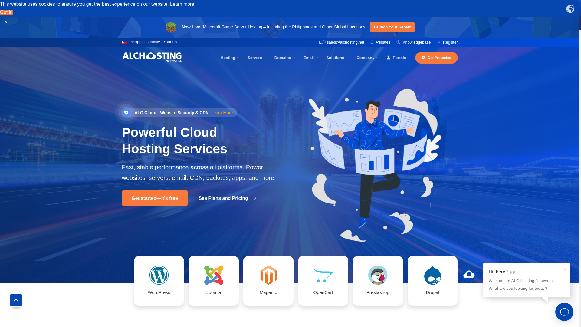 website screenshot of https://alchosting.net/