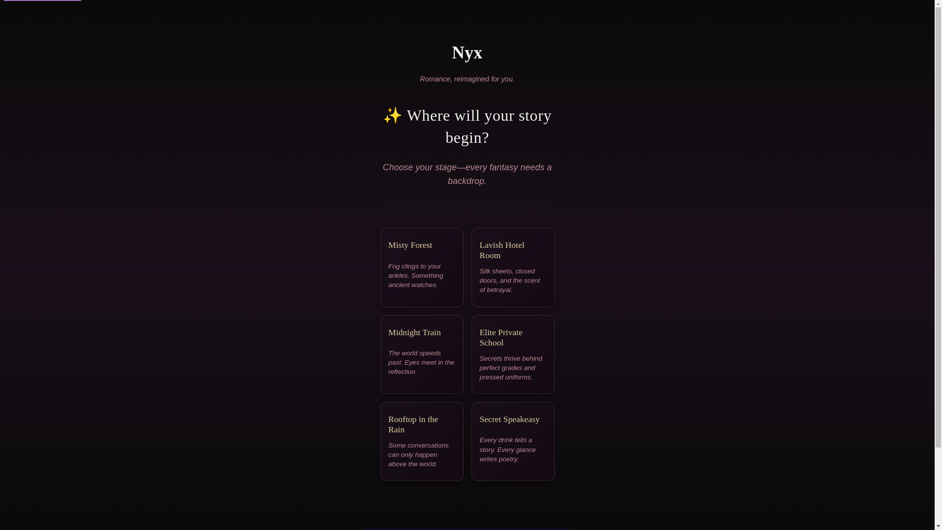 website screenshot of https://nyx-fantasy.com/