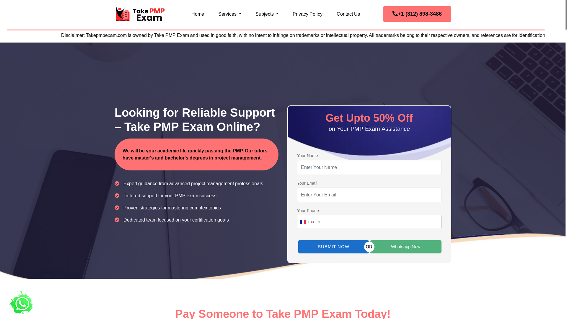 website screenshot of https://takepmpexam.com/