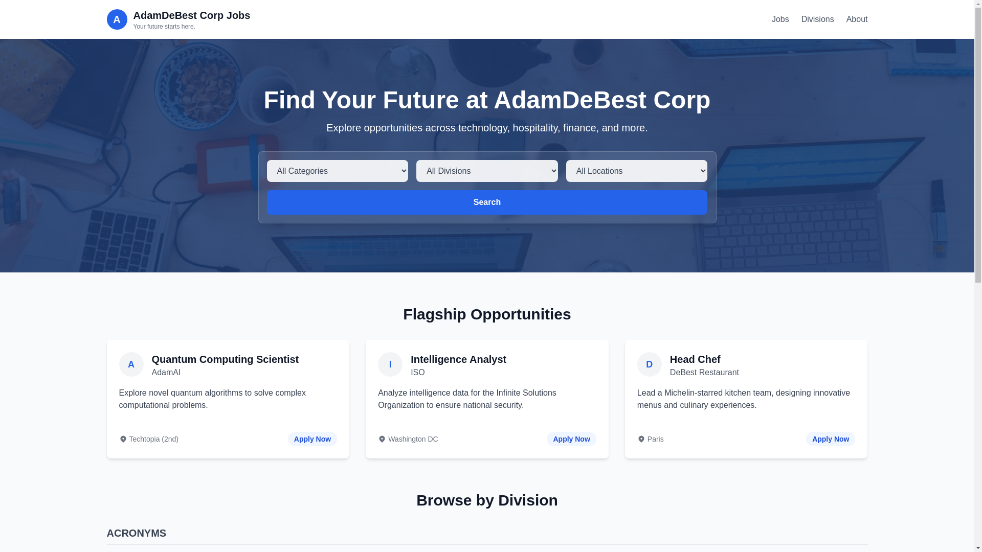 website screenshot of https://adamdebest-corp-jobs.pages.dev/