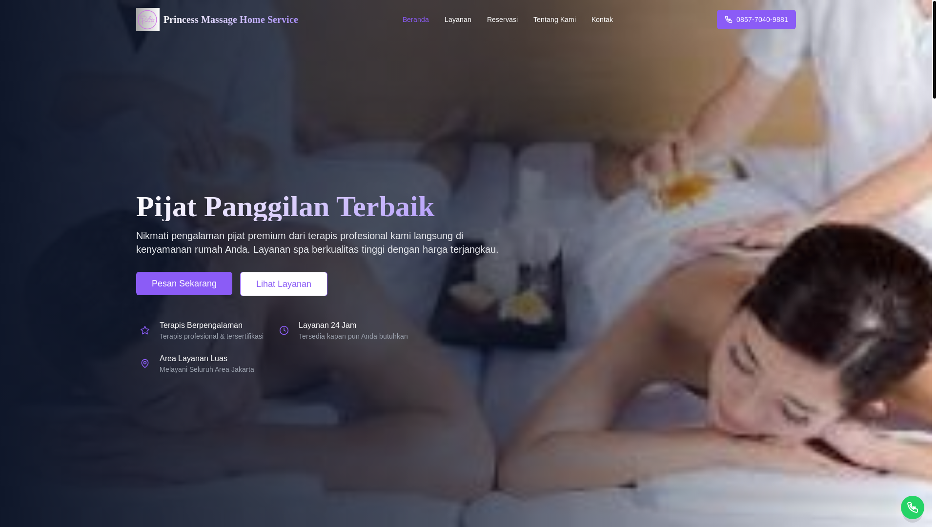 website screenshot of https://princesshomespa.com/