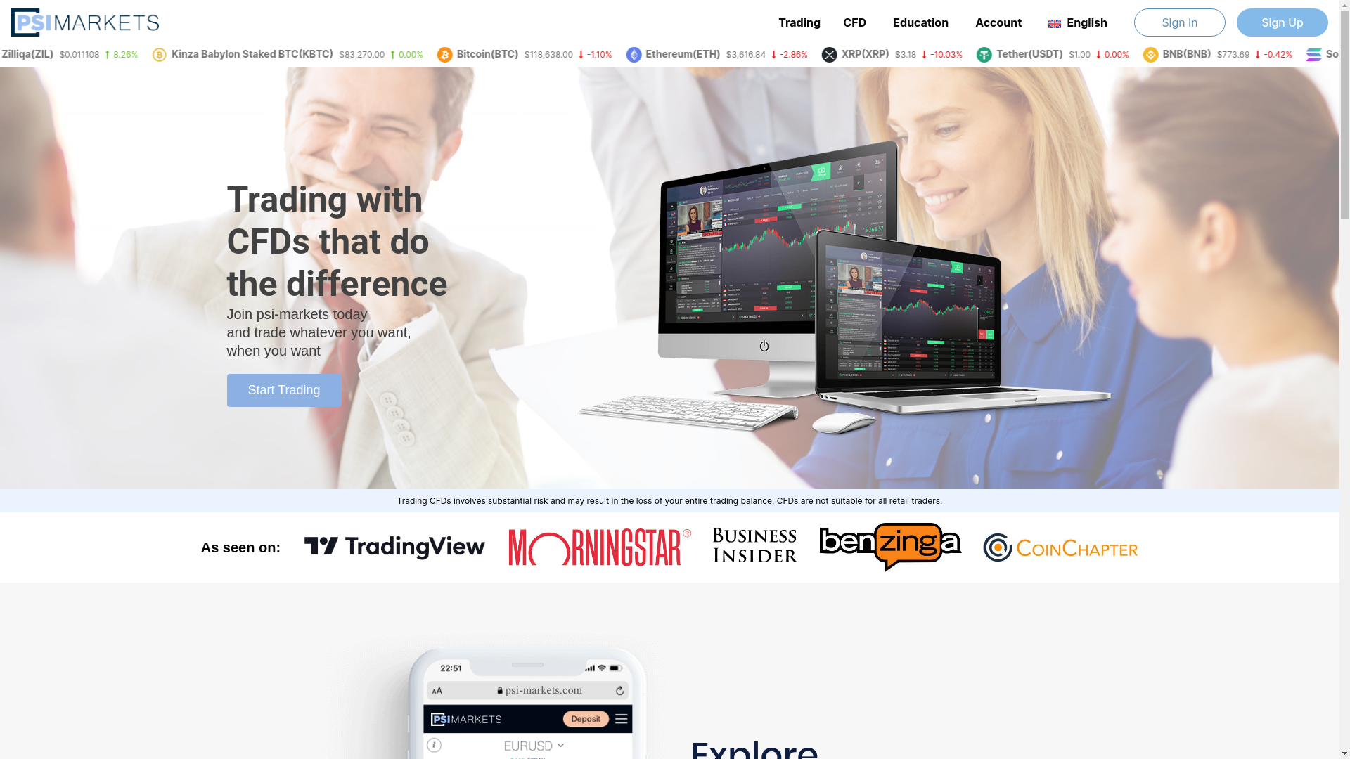 website screenshot of https://www.psi-markets.net/