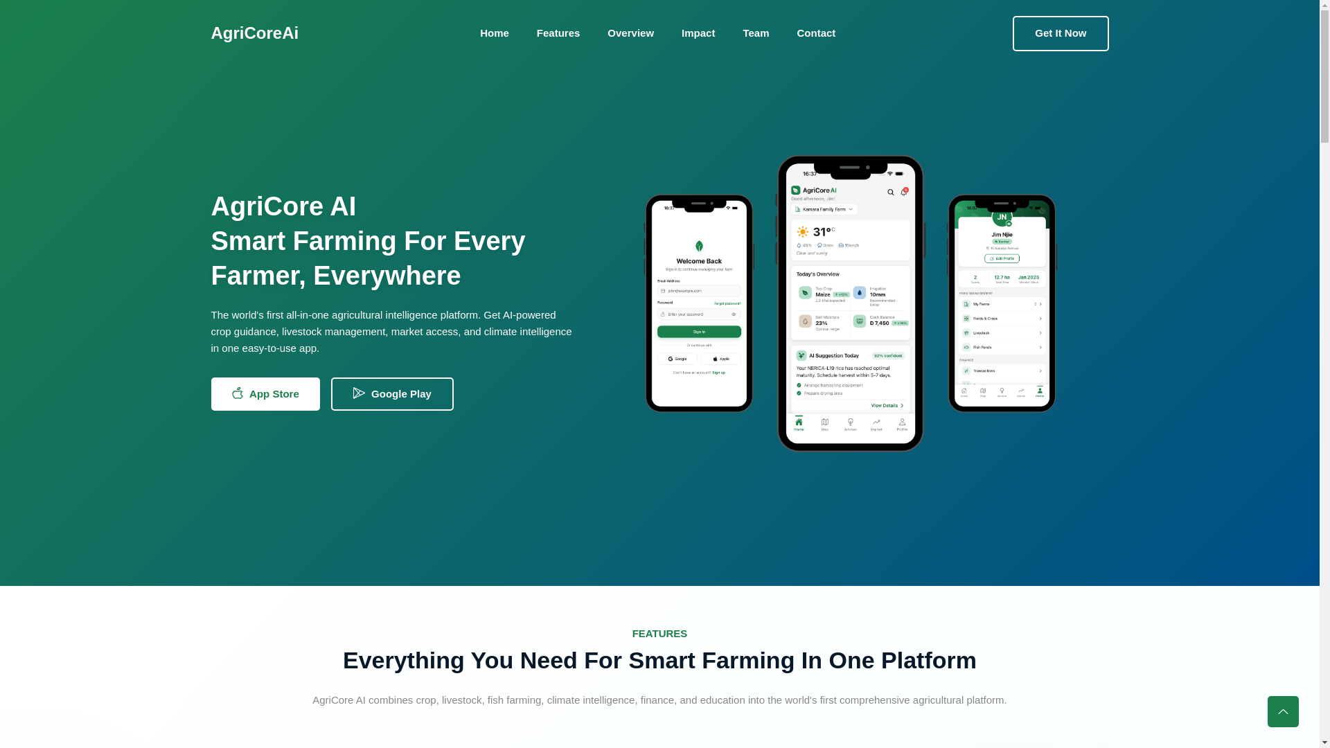 website screenshot of https://agricoreai.com/