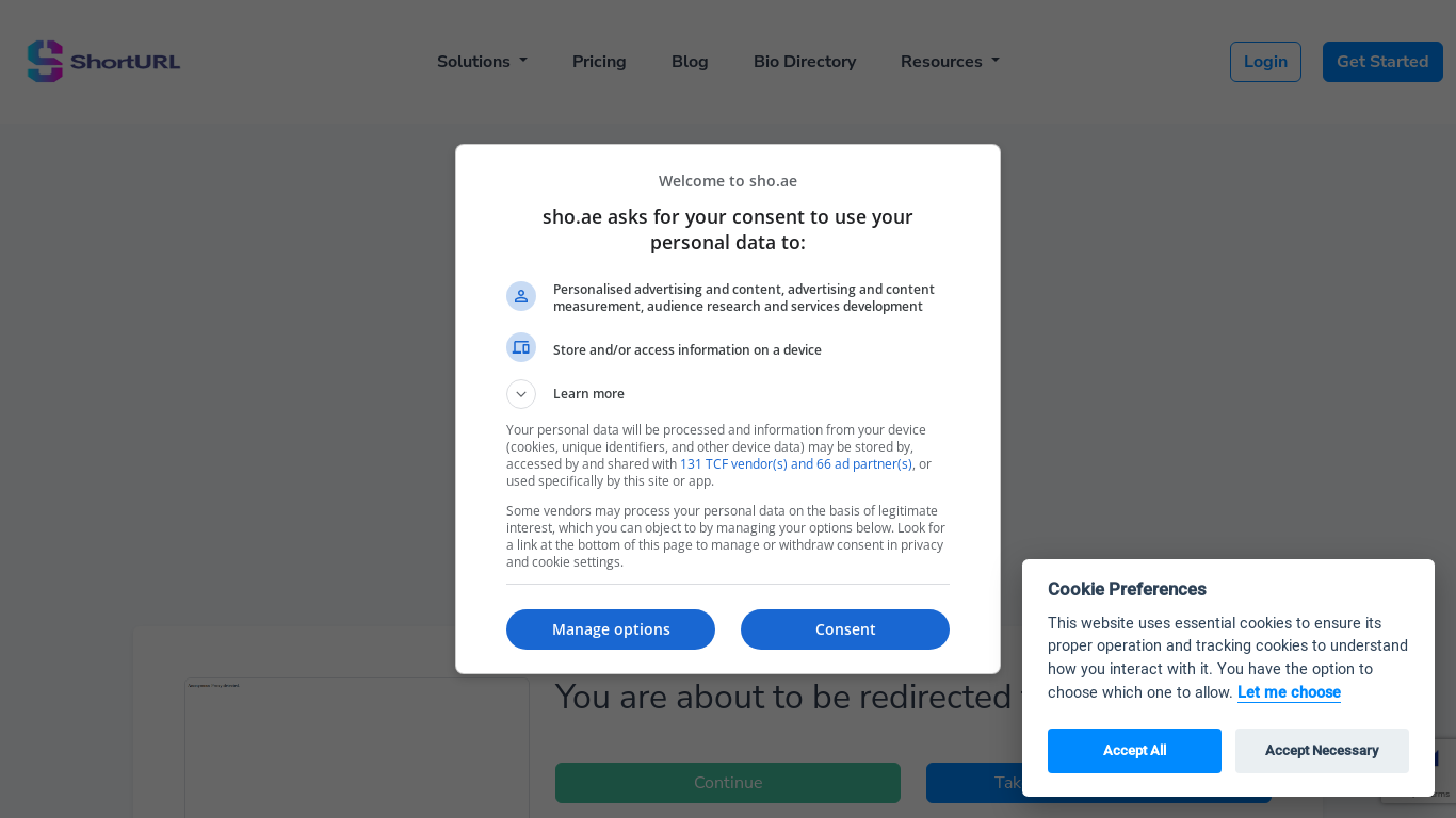 website screenshot of https://sho.ae/YPpnA