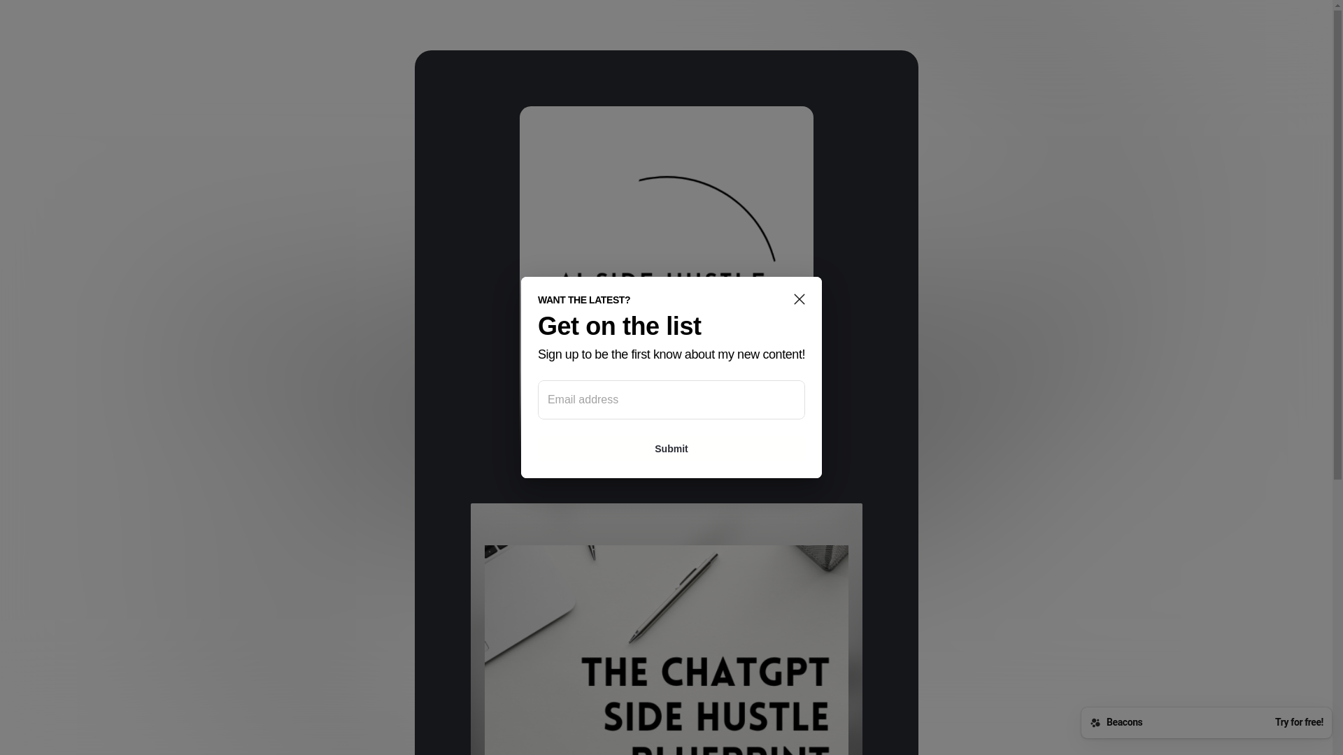 website screenshot of https://aisidehustleblueprint.store/