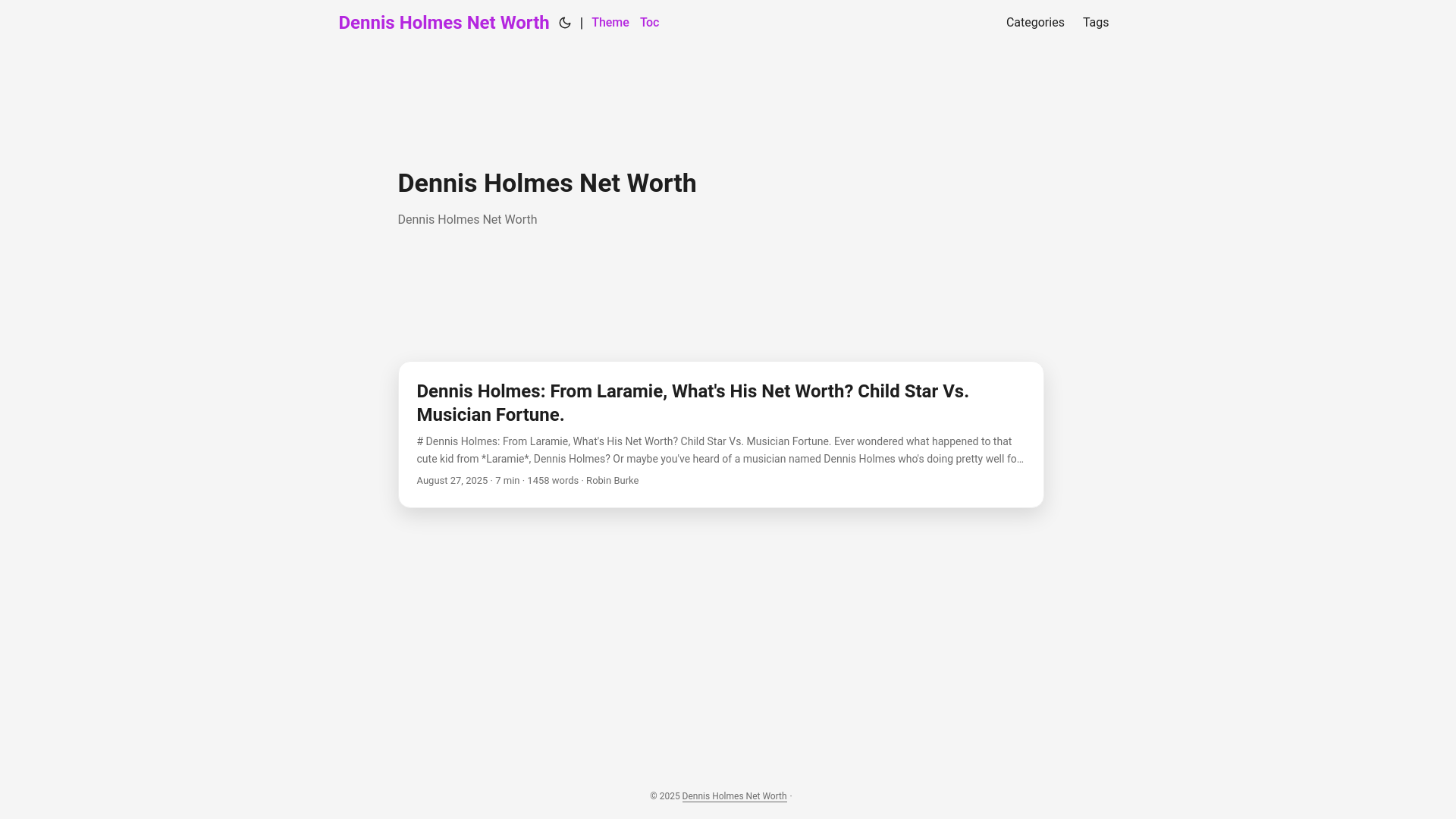 website screenshot of https://dennis-holmes-net-worth.pages.dev/